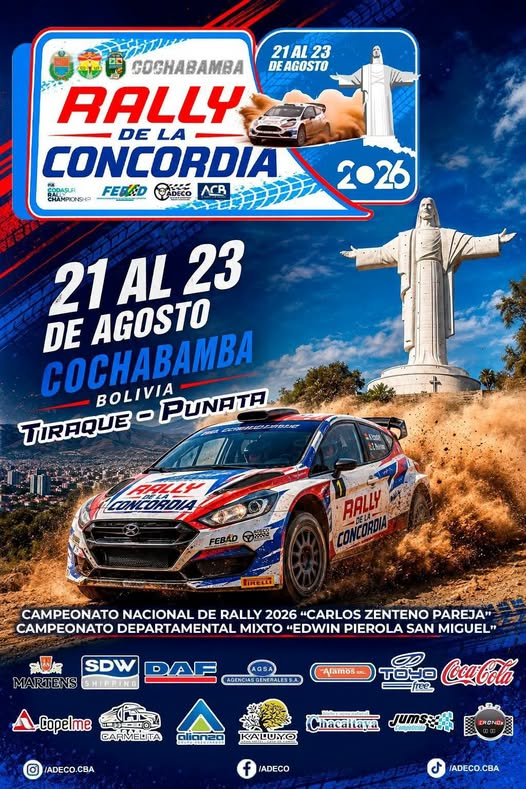 Afiche oficial del Rally de la Concordia 2026 Tiraque Punata